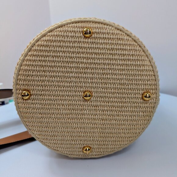 Fendi Step Out Bucket Bag Straw and Zucca Canvas Medium with Rare Strap - Picture 10 of 16